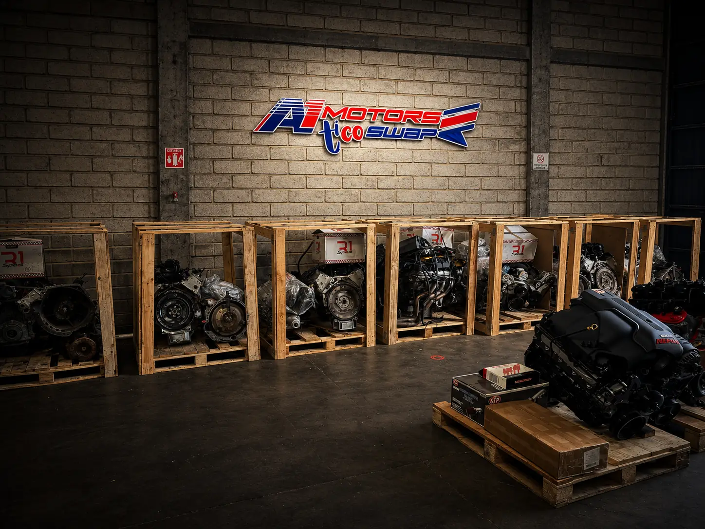 Taller de A1 Motors Tico Swap en Grecia, Alajuela, con motores LS rectificados listos para instalar